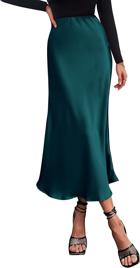 BTFBM Faldas de verano para mujer, de seda, elegante, de cintura alta - Quierox - Tienda Online