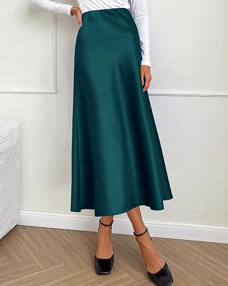 BTFBM Faldas de verano para mujer, de seda, elegante, de cintura alta - Quierox - Tienda Online