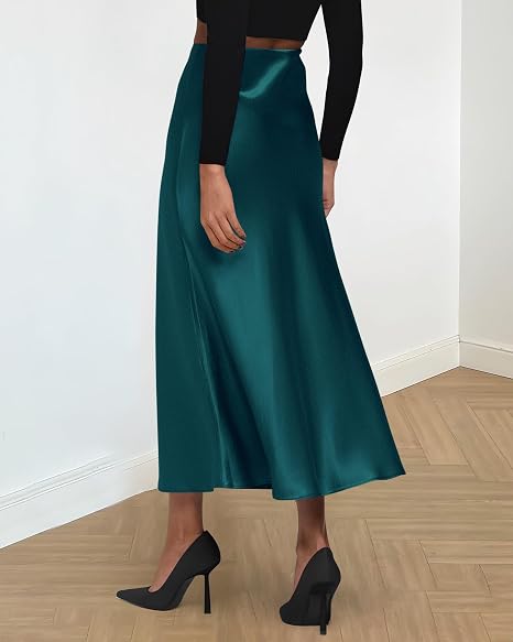 BTFBM Faldas de verano para mujer, de seda, elegante, de cintura alta - Quierox - Tienda Online
