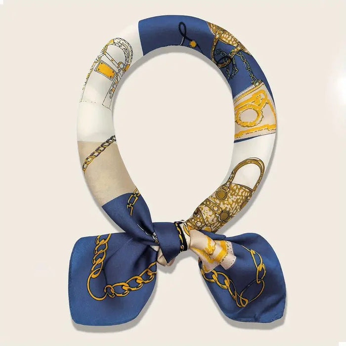 Bufanda Cuadrada Azul Con Estampado De Bolsa De 27" - Quierox - Tienda Online