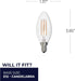 Bulbrite 776626 - Bombilla LED de punta roma LED5B11/27K/FIL/E12/3 - Quierox - Tienda Online