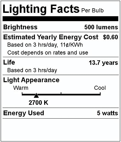 Bulbrite 776626 - Bombilla LED de punta roma LED5B11/27K/FIL/E12/3 - Quierox - Tienda Online