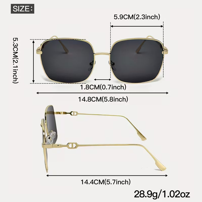 Gafas de Moda para Mujer con Montura Cuadrada Grande de Metal