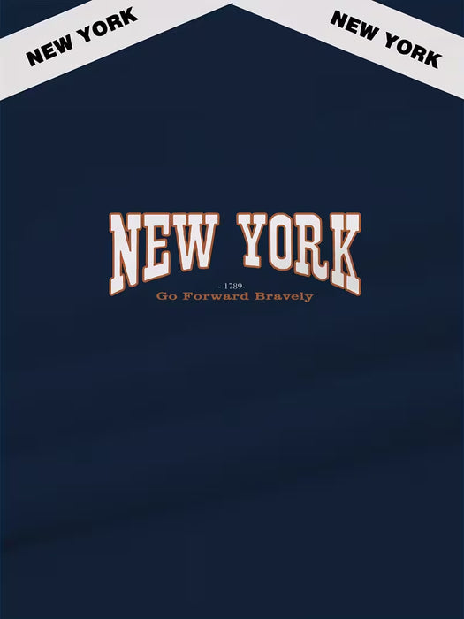 Camiseta casual de hombre con estampado de letras NUEVA YORK
