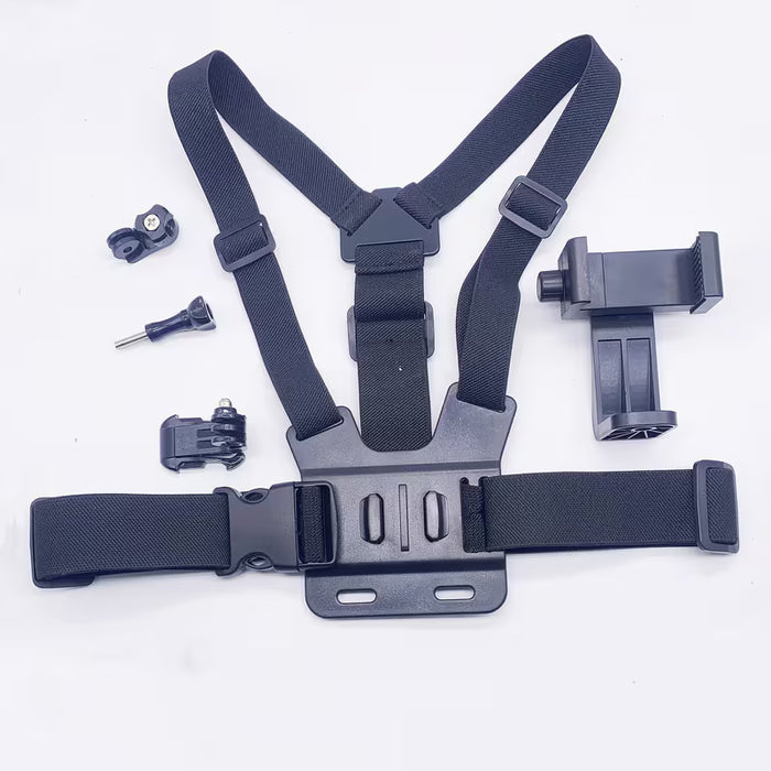 Soporte Ajustable de Poliéster para el Pecho para GoPro y Smartphones - Arnés Versátil para Vlogs y Transmisiones