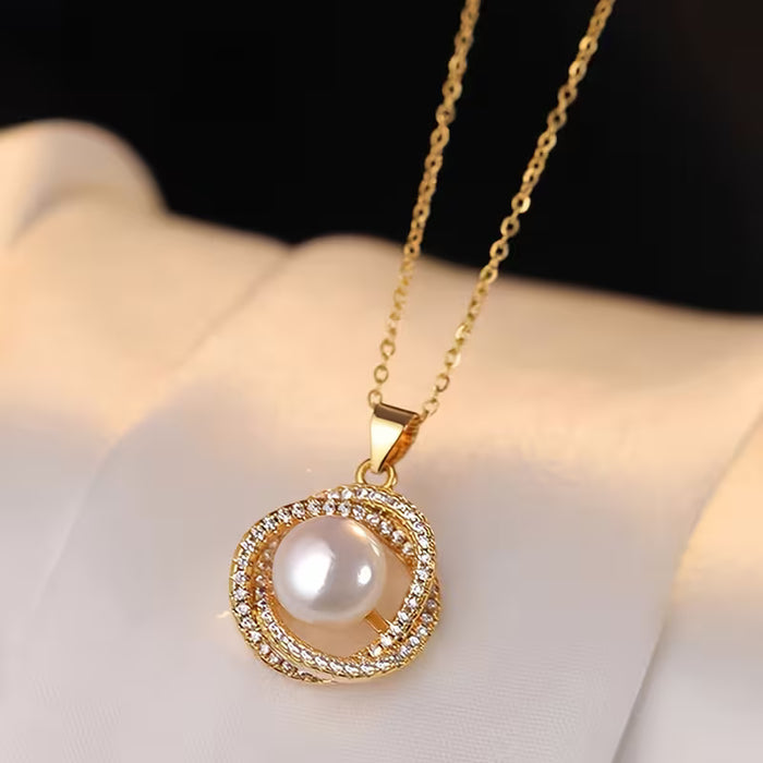 Juego de 4 piezas de Collares, Anillos y Pendientes de Perlas de Imitación Lujosos, Elegantes y