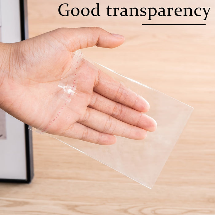 100pcs Bolsas de Celofán de Plástico OPP Transparentes Antipolvo Autoadhesivas 9*17cm