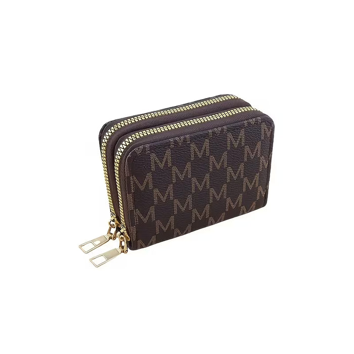 Mini Billetera Vintage Clásico Tarjetero Multifuncional para Mujer con Cierre de Cremallera
