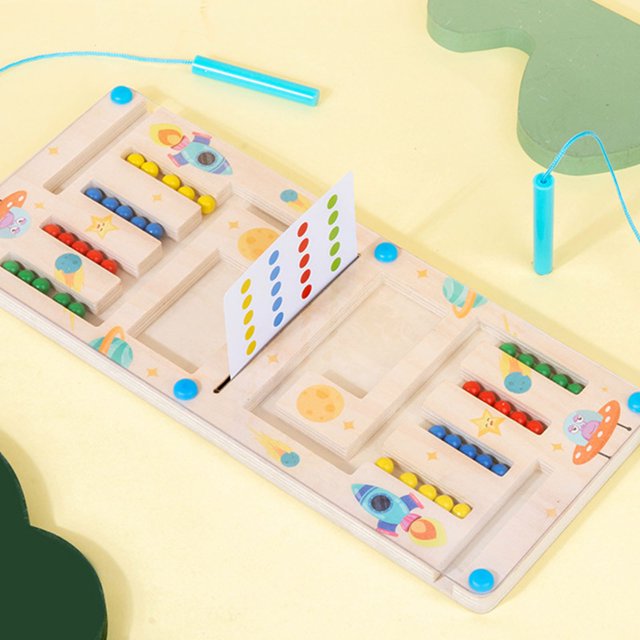 Juego de pelotas de cuatro colores para niños, juguete educativo de madera