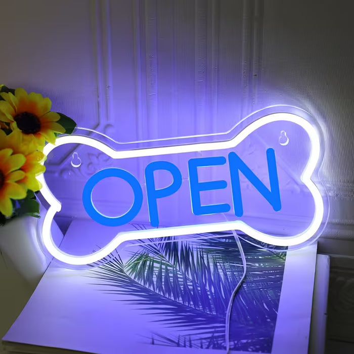 1pc Letrero de Neón Radiante de Hueso para Mascotas - Exhibición Artística