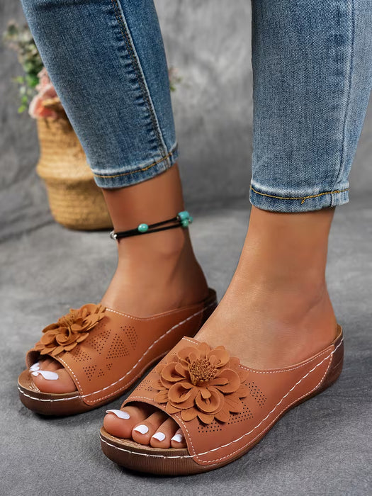 Sandalias de mujer de suela blanda con tacón grueso y dedos al descubierto