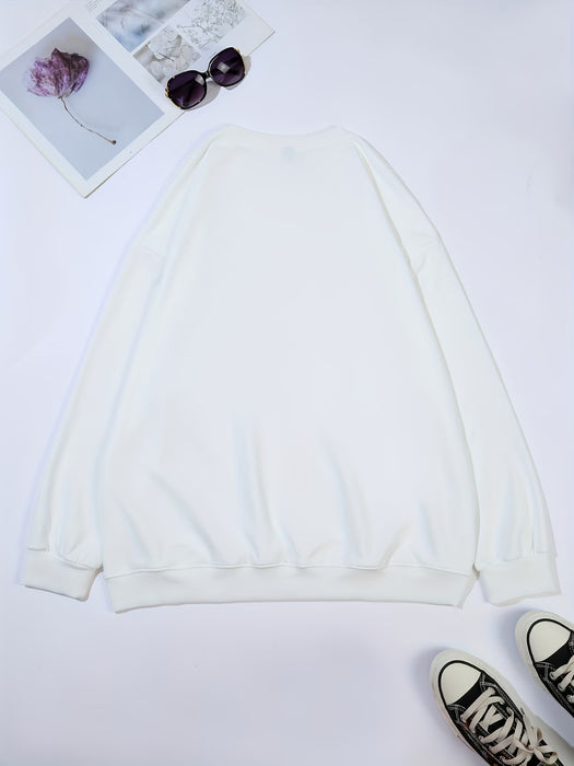 Sudadera casual de cuello redondo para chica, con estampado de bebida navideña