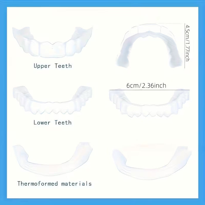 4 Pares de Dientes Superiores, Inferiores + 4 Encías Dentales para Dientes Imperfectos