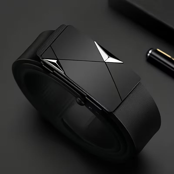 Cinturón sin dientes con hebilla automática para negocios y ocio, correa interior sin fugas