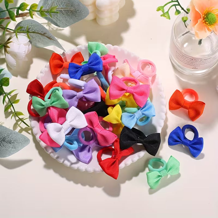 30pcs Pequeños Lazos para el Cabello 'S Anillo de Toalla Lazo Hecho a Mano