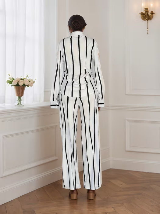 Conjunto de dos piezas para mujer, con estampado de rayas