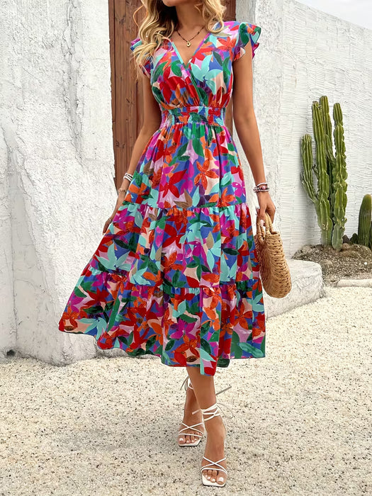 Vestido floral de moda elegantes para mujer
