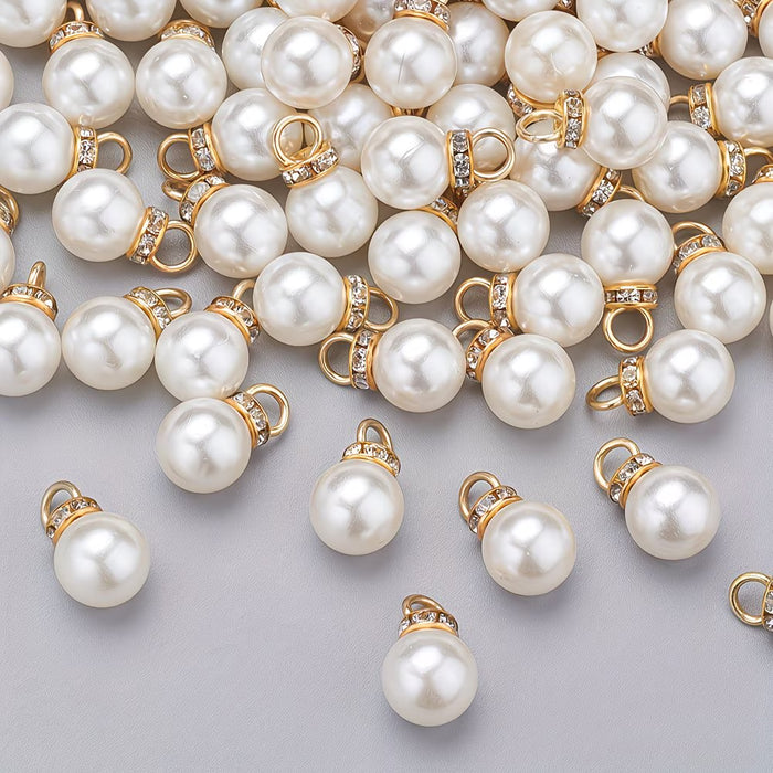 50 unidades de 12mm de Perlas Blancas de Imitación para hacer Pendientes y Colgantes