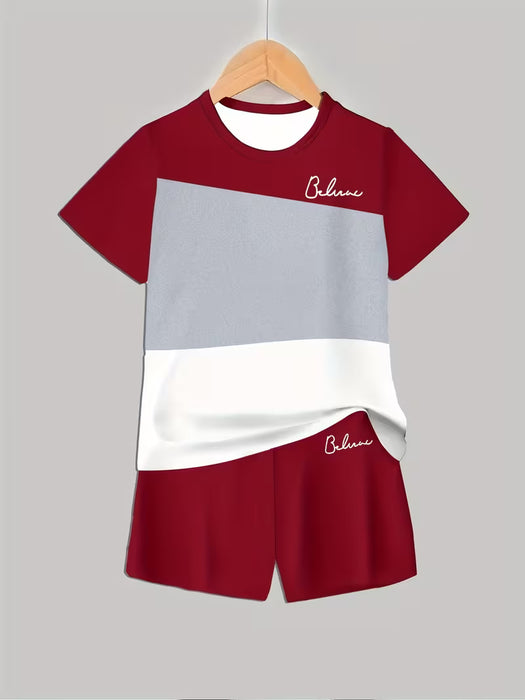 Conjunto de moda para niños: camiseta y pantalón corto con estampado 3D