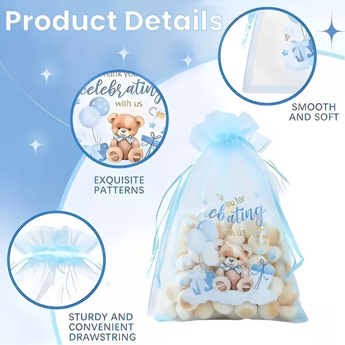 12 bolsas de regalo para baby shower, de gasa transparentes