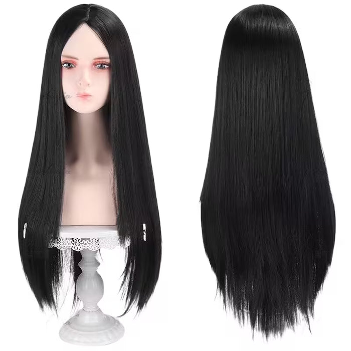 Peluca Negra Larga y Lisa para Mujeres de 24inch