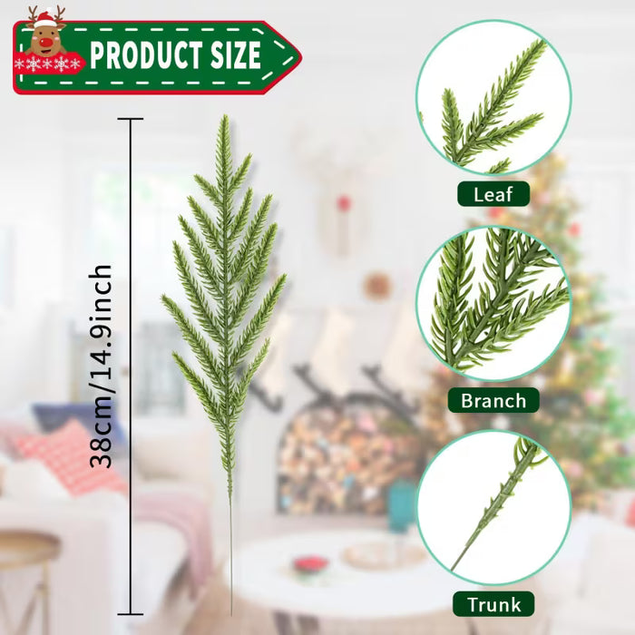 8pcs de agujas de pino de Norfolk sintéticas, rama de pino artificial individual