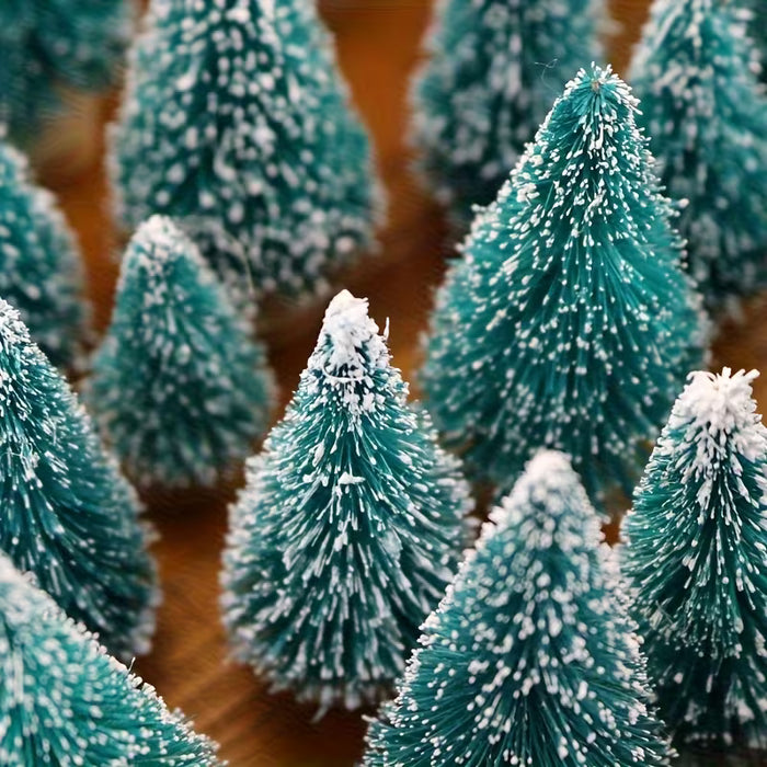 Juego de 6 Árboles Navideños Artificiales en Miniatura con Base