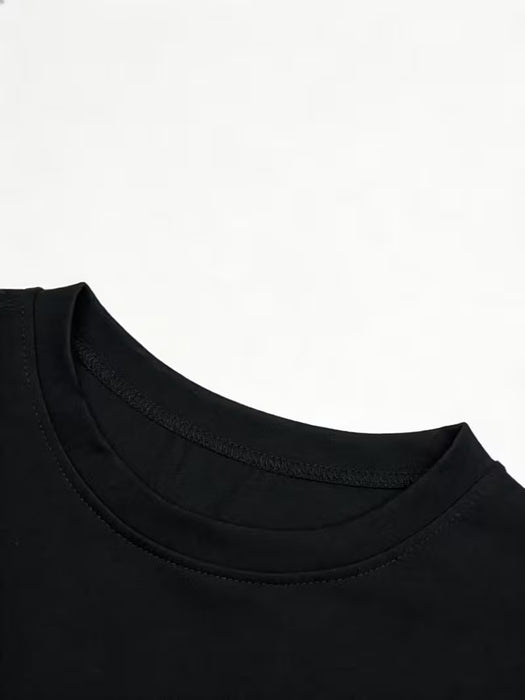 Camiseta negra de manga corta para mujer, mini y ajustada