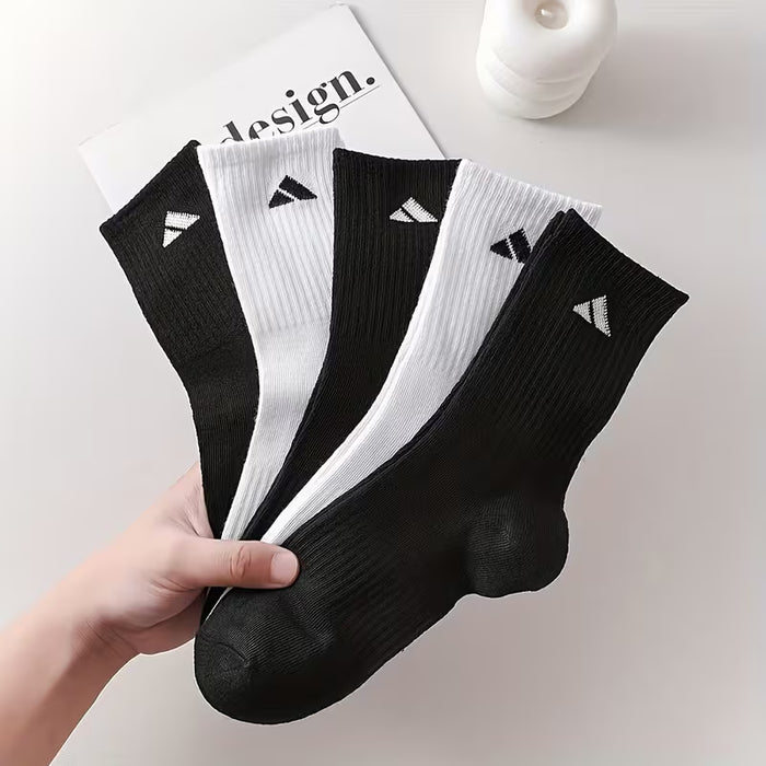 5 pares de calcetines de media caña para hombre, deportivos, color sólido