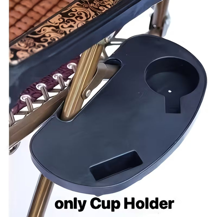 Mesa auxiliar portátil para silla de camping con bandeja de plástico multifuncional para bebidas y aperitivos
