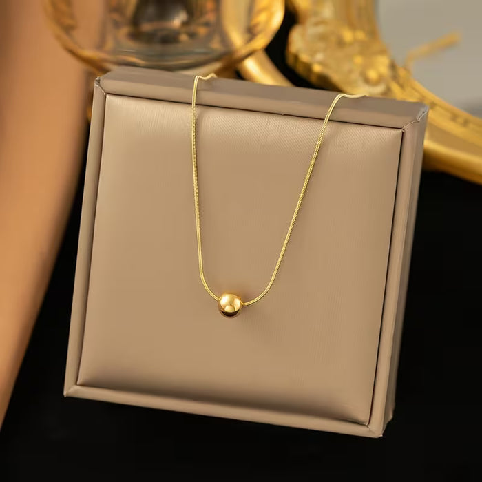 1 Collar minimalista de lujo ligero con pequeña cuenta redonda para mujer