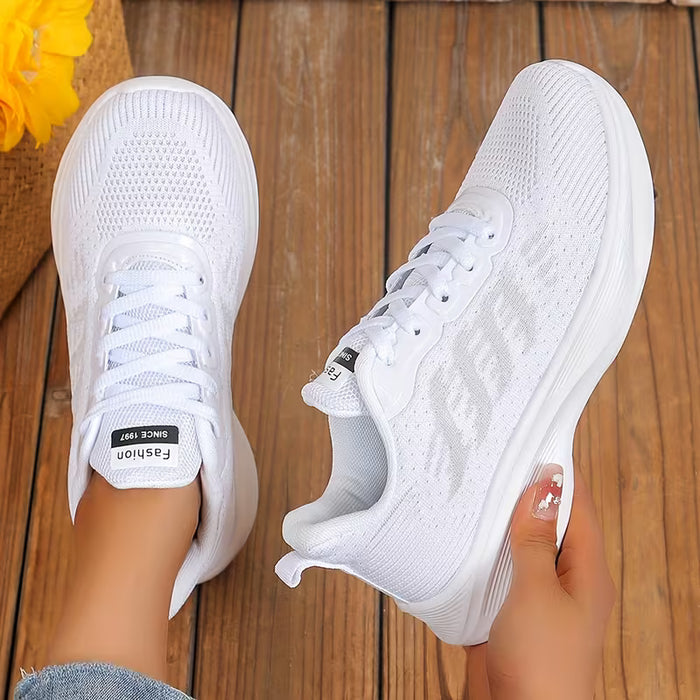 Zapatillas deportivas de mujer, con lazo frontal, tejido a rayas