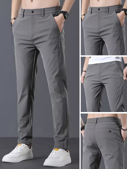 Pantalón de vestir de corte entallado con microelasticidad para hombre