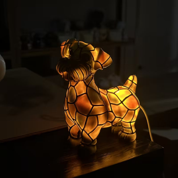 Figura Coleccionable, Lámpara LED de Perro Schnauzer - Luz de Noche de Resina USB