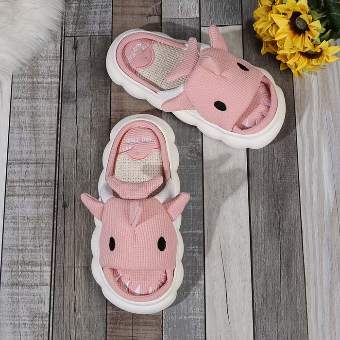 Zapatillas de Mujer con Estampado de Tiburón - Suela Gruesa Antideslizante