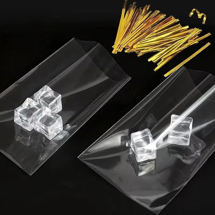 100 Bolsas Transparentes de Empaque para Regalos, Embalaje de Plástico Duradero