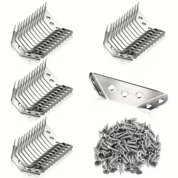 Juego de 50 esquinas de acero inoxidable univer con tornillos