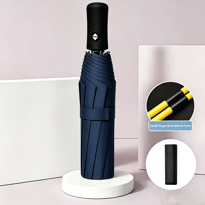Paraguas automático plegable 3 pliegues de pongé, resistente y duradero