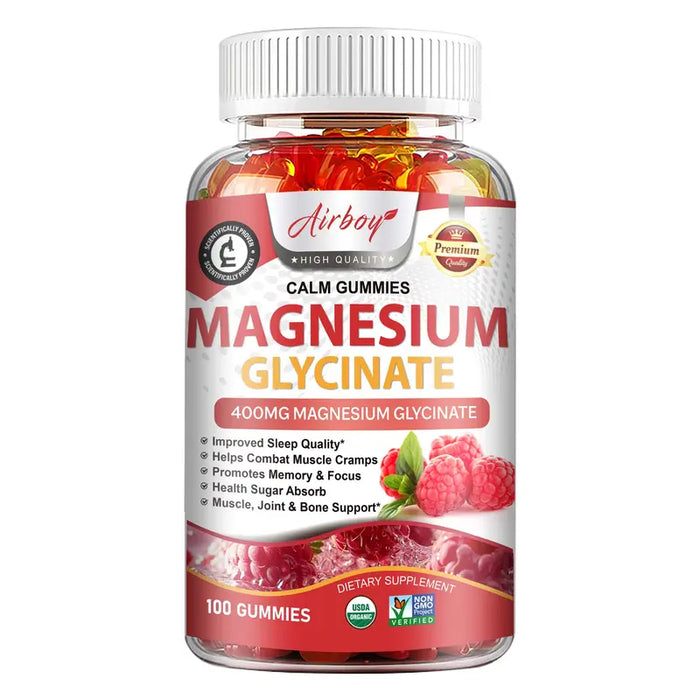 Gomitas de glicinato de magnesio Airboy 400 mg, 60 gomitas