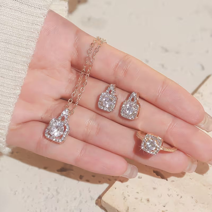 SHEIN Conjunto de Joyería Cuadrada Lujoso de 4 Piezas para Mujer