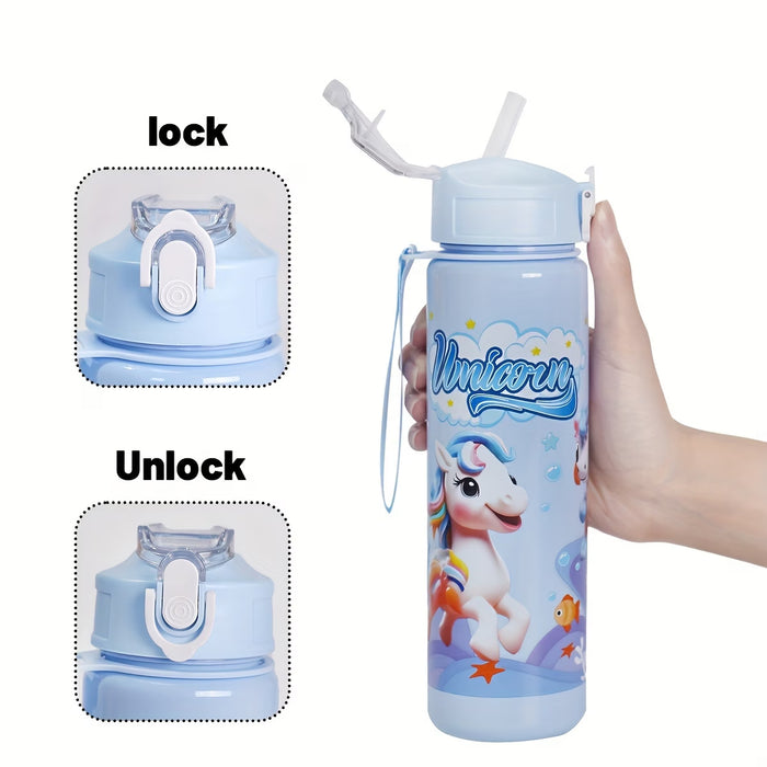 Botella de agua con diseño de poni de dibujos animados de 25OZ