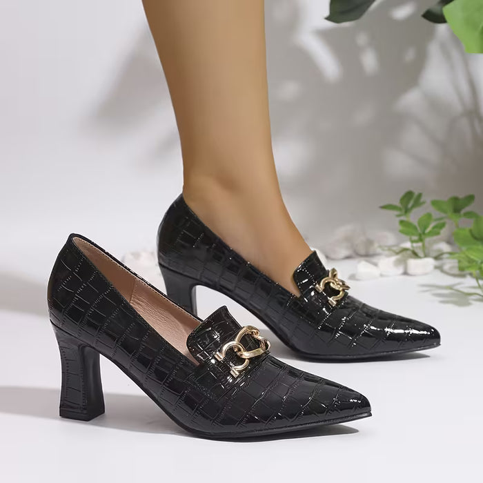 Zapatos de mujer de estilo europeo y americano, tacones altos gruesos, empeine profundo