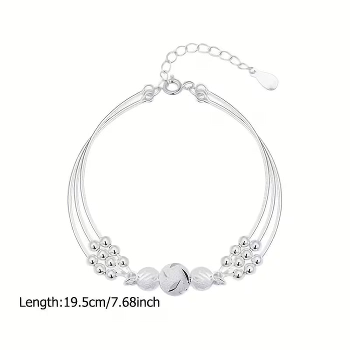 Pulsera de cuentas de transferencia talladas de múltiples capas para mujer