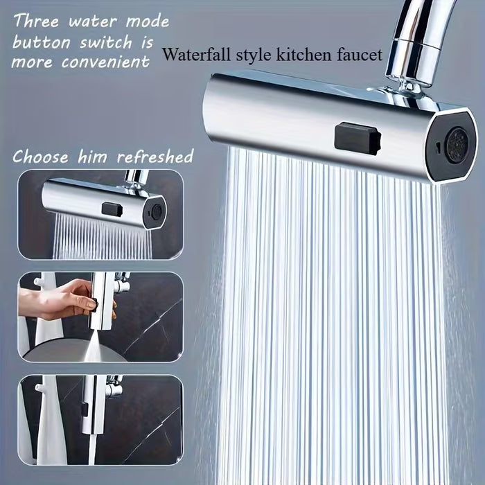 Grifo de Cocina Estilo Cascada con 3 Modos de Agua - Antisalpicaduras y Antióxido