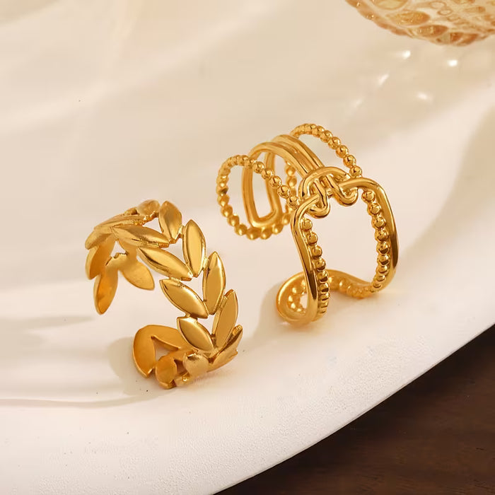 6pcs de anillos  abierto geométrico redondo, conjunto adecuado para mujeres