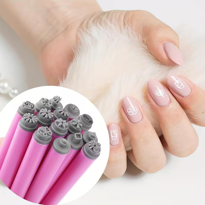 Set de bolígrafos para estampar uñas Herramientas con 10 diseños artísticos diferentes