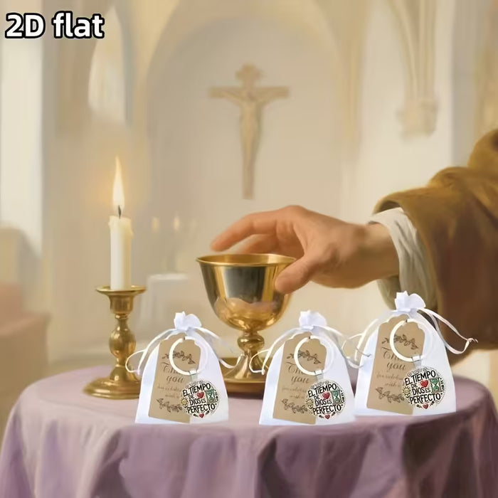 Juego de 36pcs/12 conjuntos de llaveros con bendición religiosa española 2D