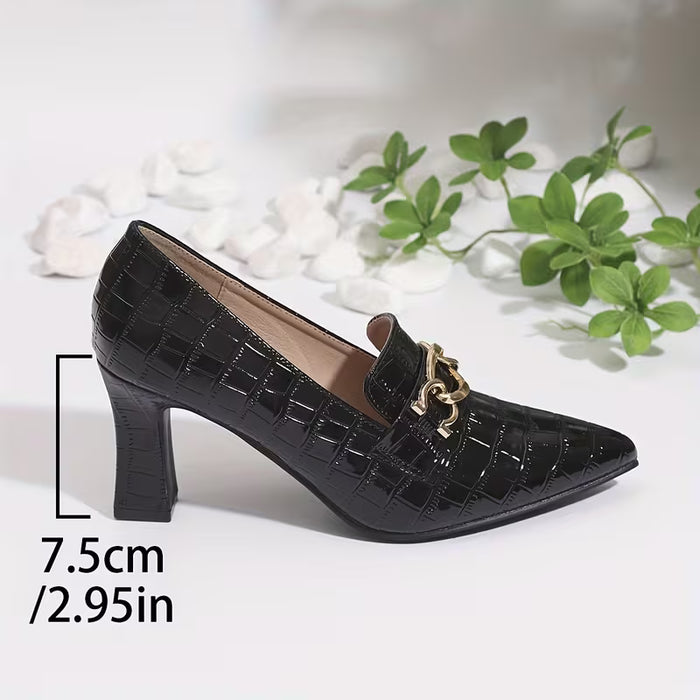 Zapatos de mujer de estilo europeo y americano, tacones altos gruesos, empeine profundo