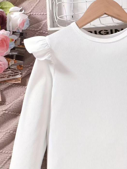 Conjunto de 2pcs para niñas, top de manga larga con tirantes ajustables