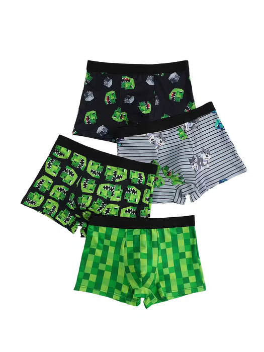 4 calzoncillos cuadrados para niño con estampado de dinosaurios